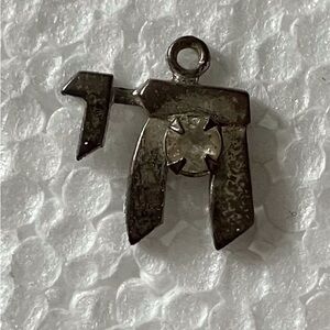 Sterling Theda Silver Chai Pendant Charm With Stone